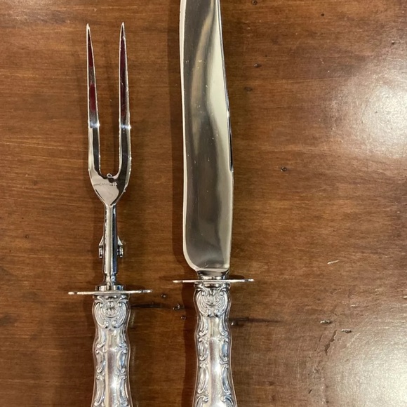 GORHAM STRASBOURG carving set, sterling handles, NEW NEVER USED - Picture 1 of 10